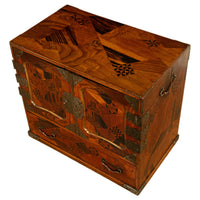 Antique Japanese Meiji Kodansu Tansu Marquetry Table Cabinet Jewelry Chest 1880