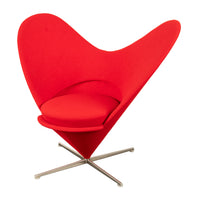 Mid Century Modern Red Heart Cone Chair Verner Panton for Vitra Mint Condition