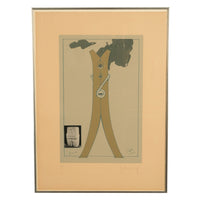 Pop Art Silk Screen Print and Collage "Clothespin Brancusi's Kiss" Philadelphia by Claes Oldenburg, 1972