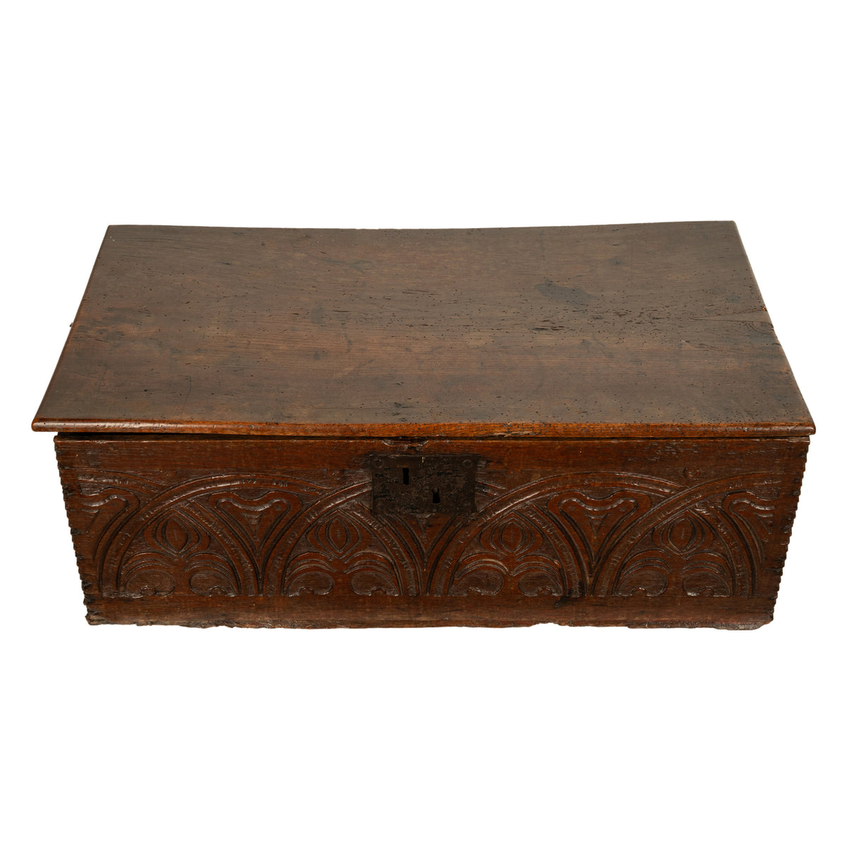 Antique English 17th Century Charles II Carved Oak Bible Document Deed Box 1680