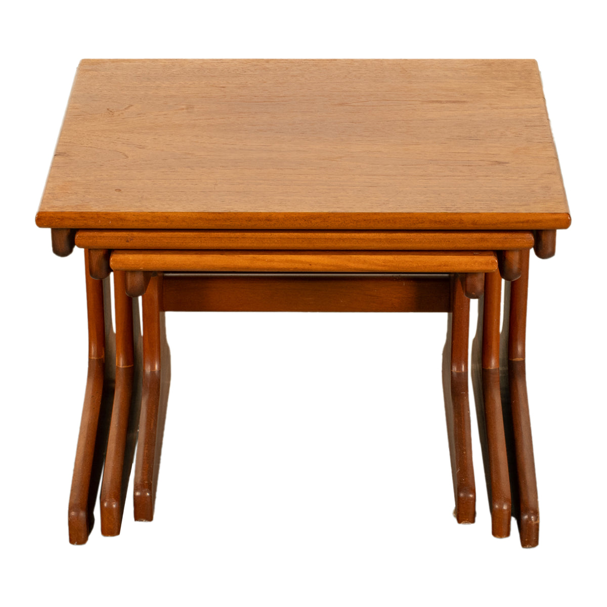 Set of Three Danish Mid Century Modern Teak Nesting Side Coffee Tables 1960s