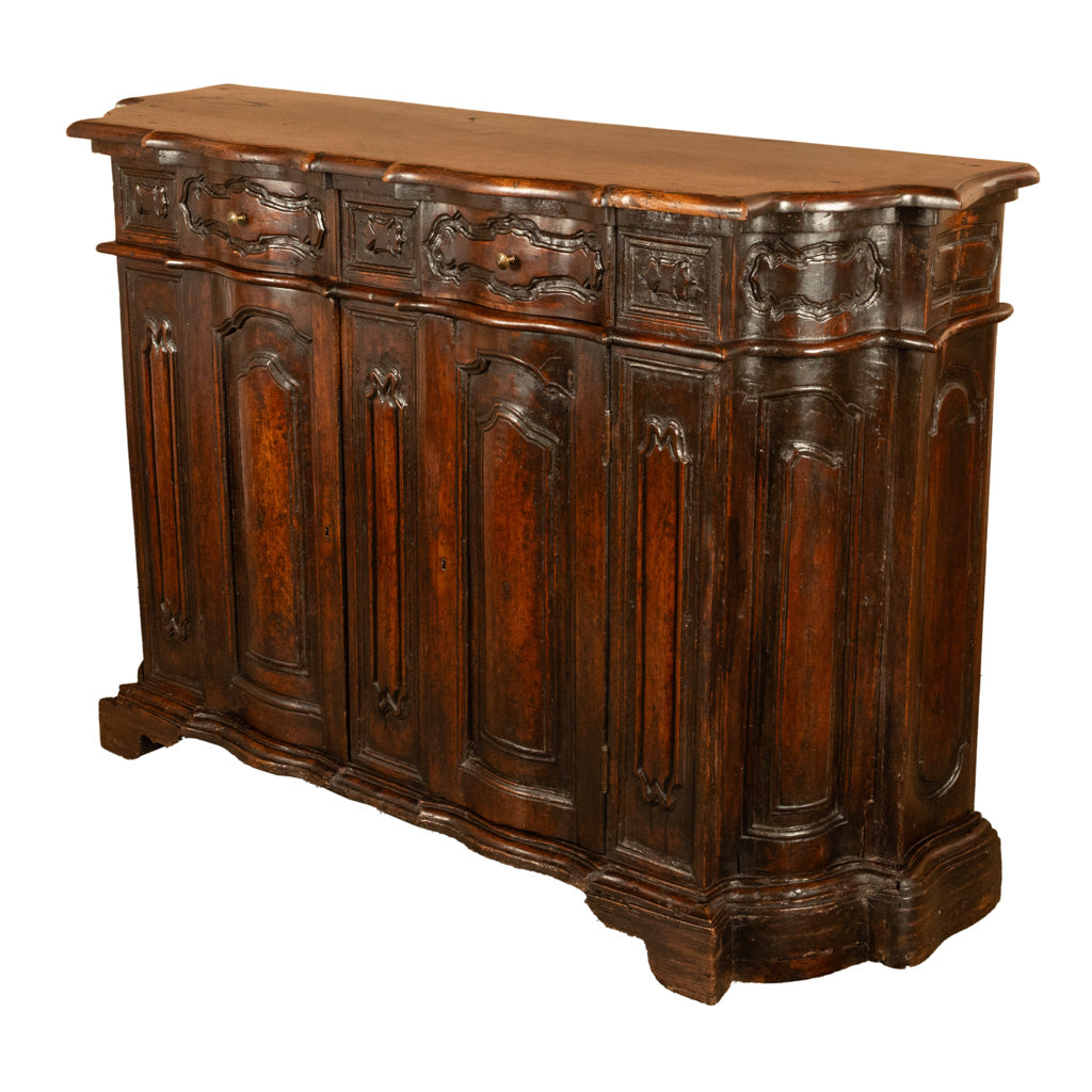 Antique Italian 17th Century Renaissance Carved Walnut Sideboard Credenza 1600