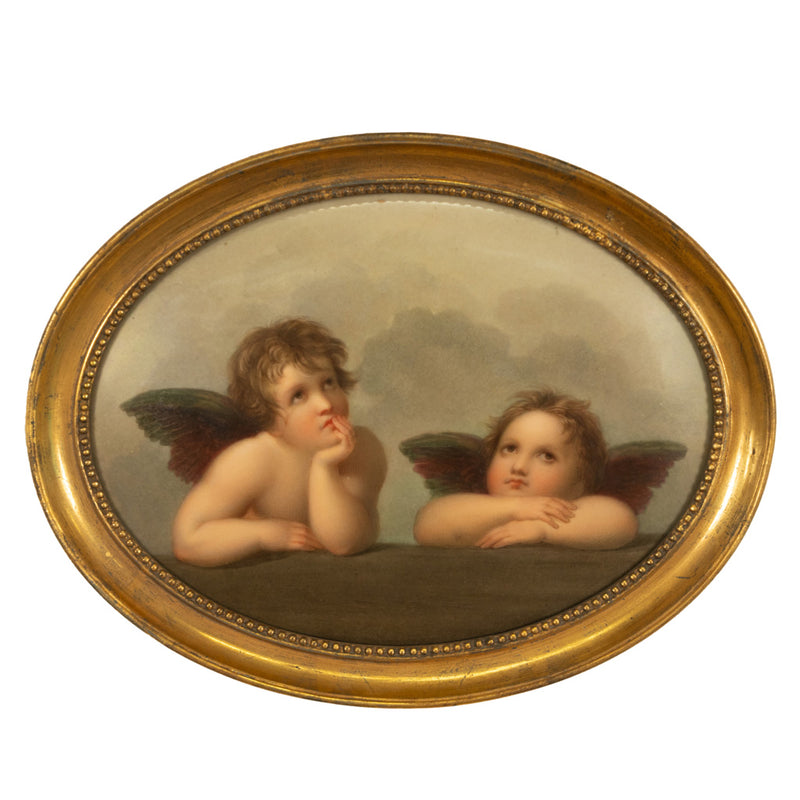 Genuine Antique KPM Berlin Porcelain Hand Painted Raphael's Angels Putti 1890