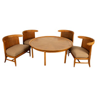 Mid Century Modern 54" Coffee Table Set 4 Slipper Chairs Signed Tomlinson 1959