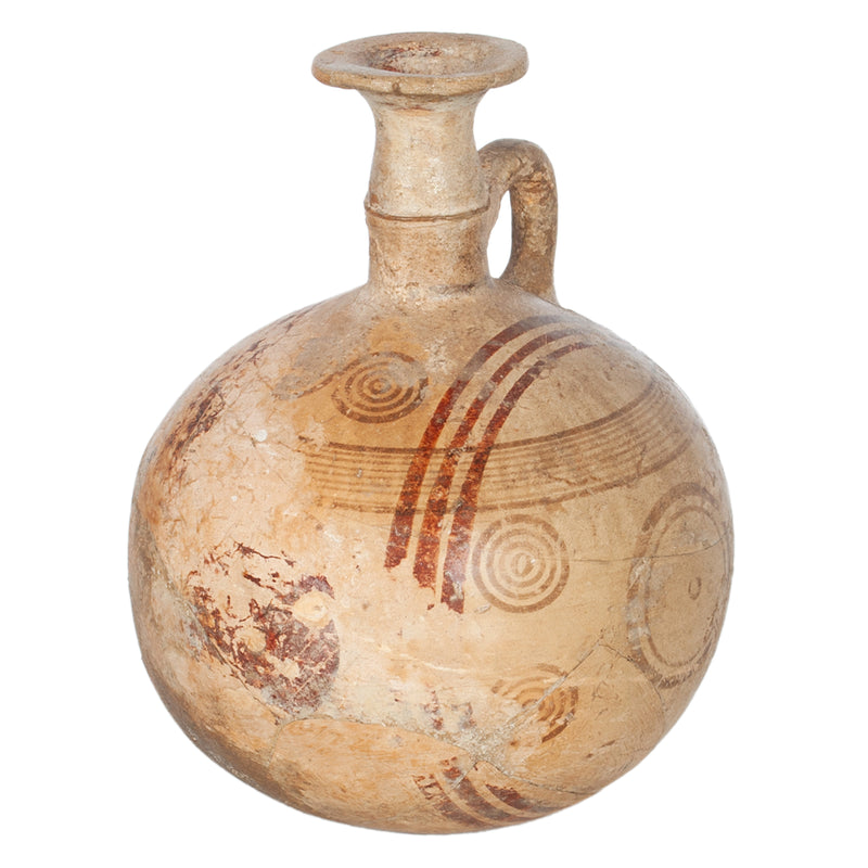 Ancient Greek Cypriot Pottery Bichrome Aryballos Oinochoe Bullseye Flask 750 BC