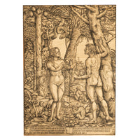16thCentury German Northern Renaissance Woodcut Print Adam & Eve Baron Von Lanna by Hans Burgkmair the Elder, 1525