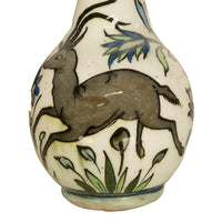 Antique 19th C Ottoman Persian Islamic Qajar Period Iznik Pottery Bottle Vase