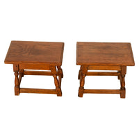 Pair Antique Jacobean style Joint Stools Oak from Thames Lock Bridge London 1850