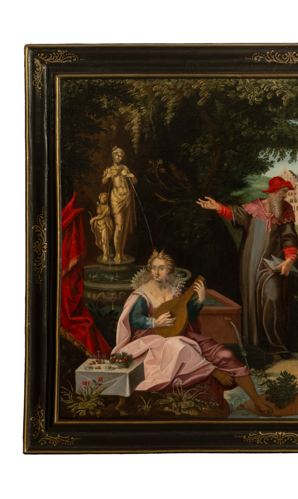 16th Century German Renaissance Allegorical Oil Painting Sexual Health Syphilis by Christoph Schwarz, Circa 1580