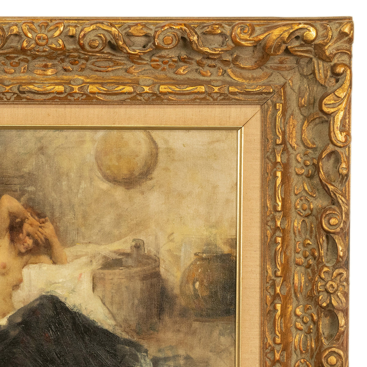Antique Italian Realism Verismo Oil on Canvas Painting Female Nude Ex-Christie's by Antonio Mancini, 1890