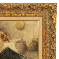 Antique Italian Realism Verismo Oil on Canvas Painting Female Nude Ex-Christie's by Antonio Mancini, 1890