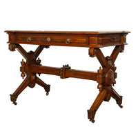 Antique American Walnut Renaissance Revival Aesthetic Movement Desk Table 1875