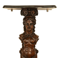 Antique 19thC Italian Carved Walnut Renaissance Revival Pair Caryatid Brackets, Circa 1850