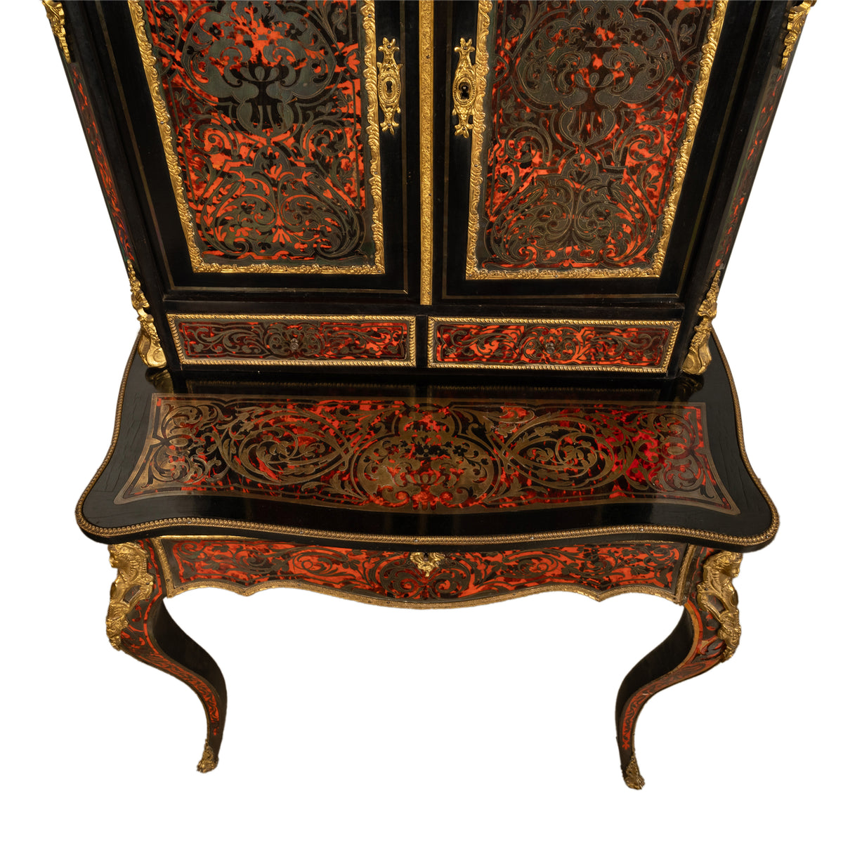 Antique Ebonized Boulle Ormolu Desk Cabinet Bonheur du Jour by Nordisk Kunst & Mobel-Etablissement Denmark