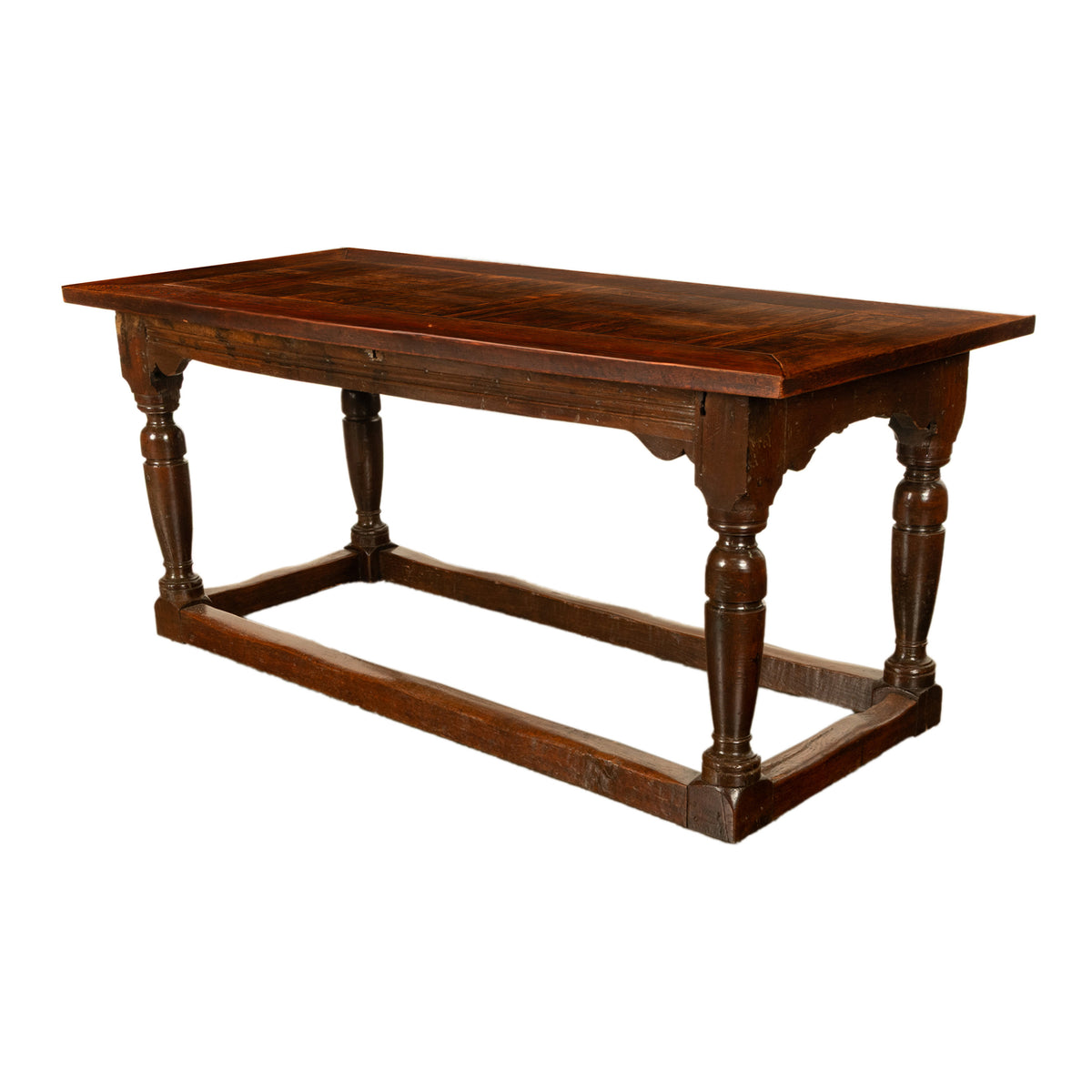 Antique 18th Century French Oak Country Parquetry Refectory Dining Table 1680
