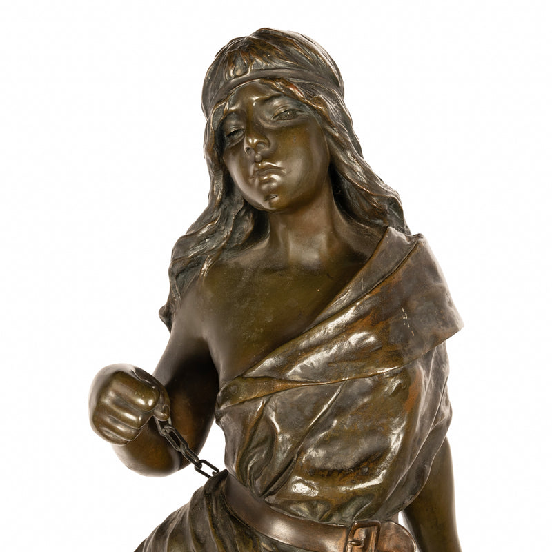 Antique French Art Nouveau Bronze Figure Statue Sculpture "Prise de Corsaire" Emmanuel Villanis 1900