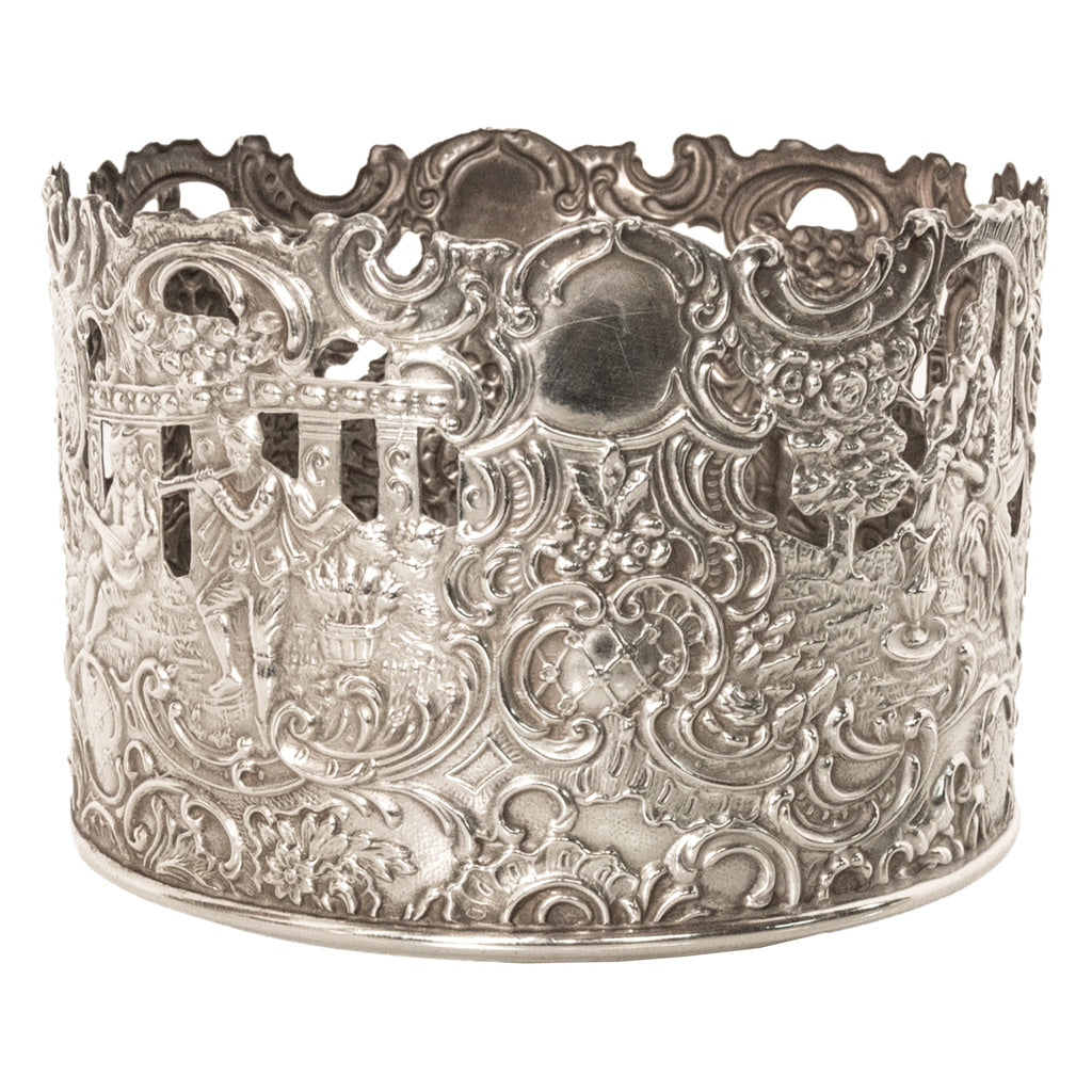 Antique American Sterling Silver Wine Bottle Decanter Coaster Cuff New York 1915