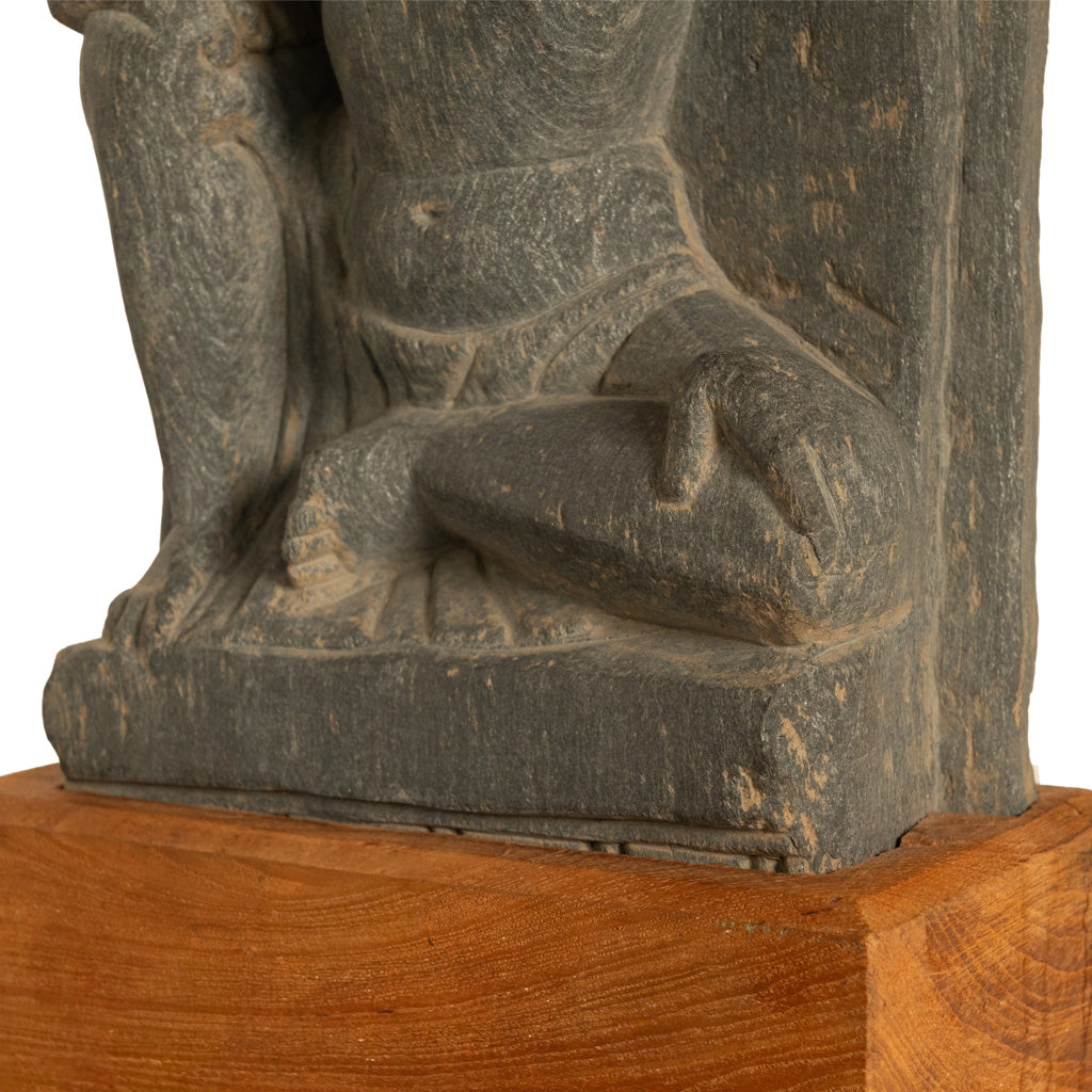 Ancient Gandhara Buddhist Carved Schist Statue of Atlas Kushan Empire 300 AD