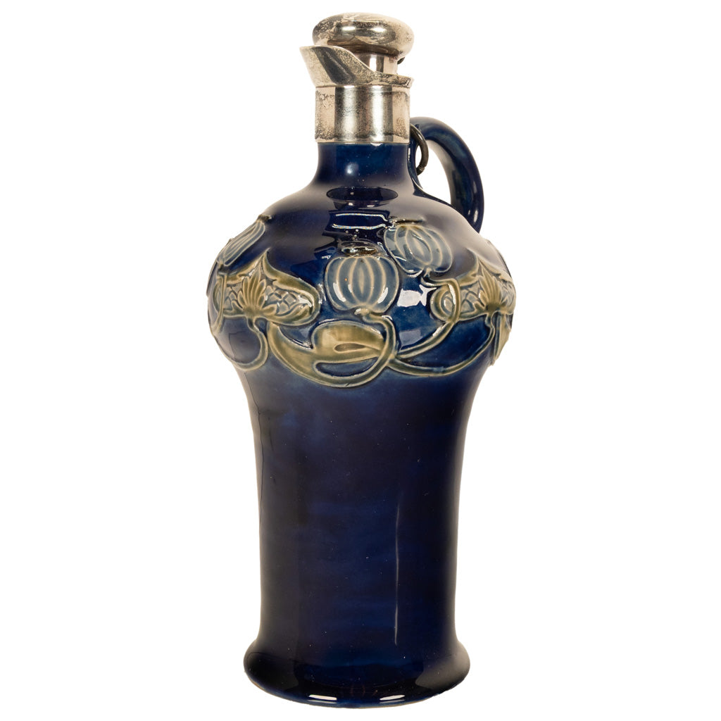 Antique Art Nouveau Royal Doulton Lambeth Whiskey Jug Silver Mounts London 1903