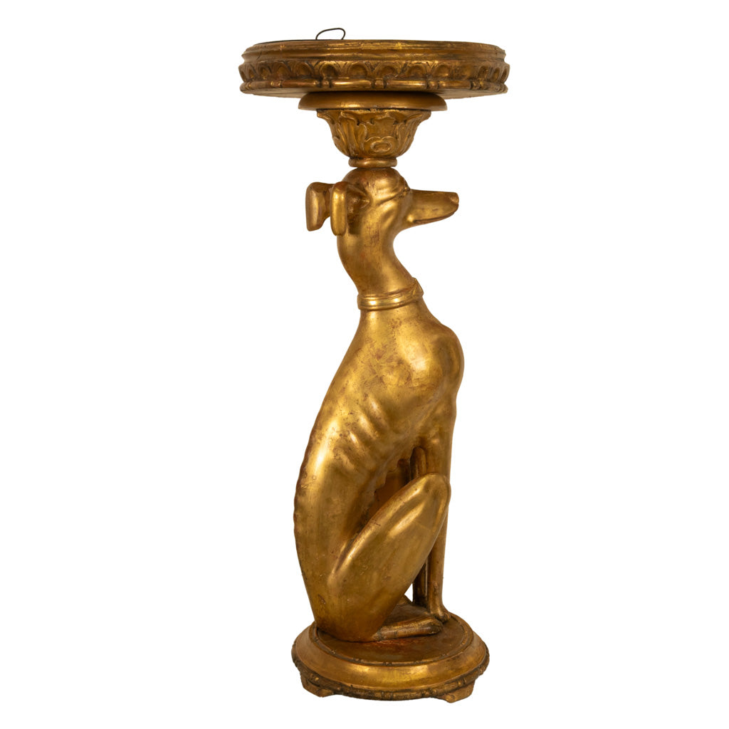 Antique French 18th Century Louis XVI Carved Gilt-Wood Greyhound Dog Jardinière Stand 1780