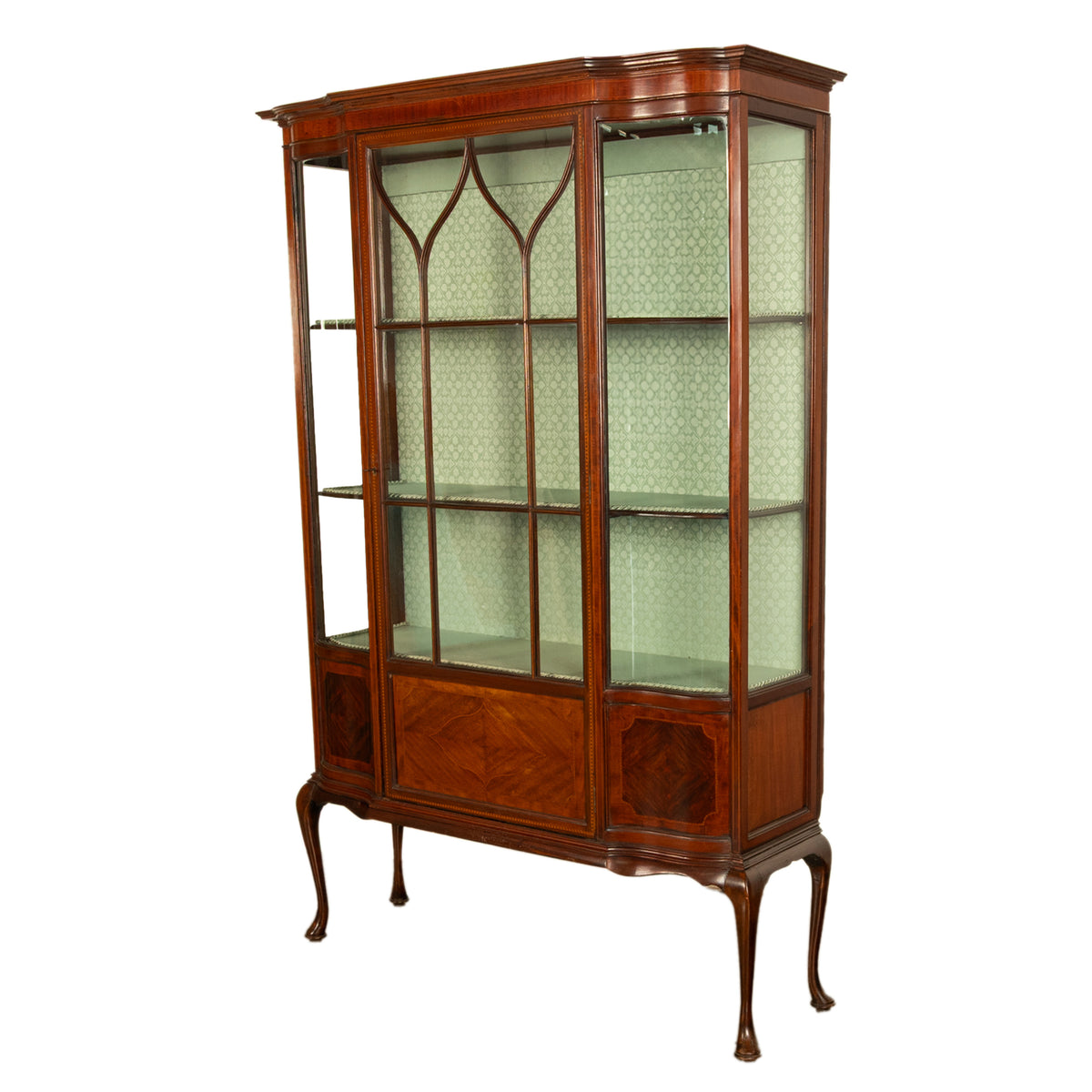 Antique 19th Century Inlaid Mahogany Regency Revival Display Cabinet China Hutch 1890
