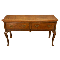 Antique 18thC Georgian Oak Welsh Two Drawer Dresser Base Server Side Table 1760