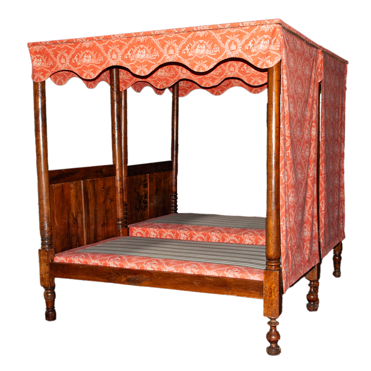 Pair 18th Century Antique French Four Poster Tester Canopy Cherry Twin Beds 1780