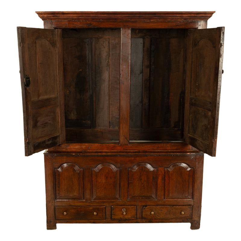 Antique 18th Century Welsh Oak Press Livery Housekeepers Cupboard Cabinet 1750