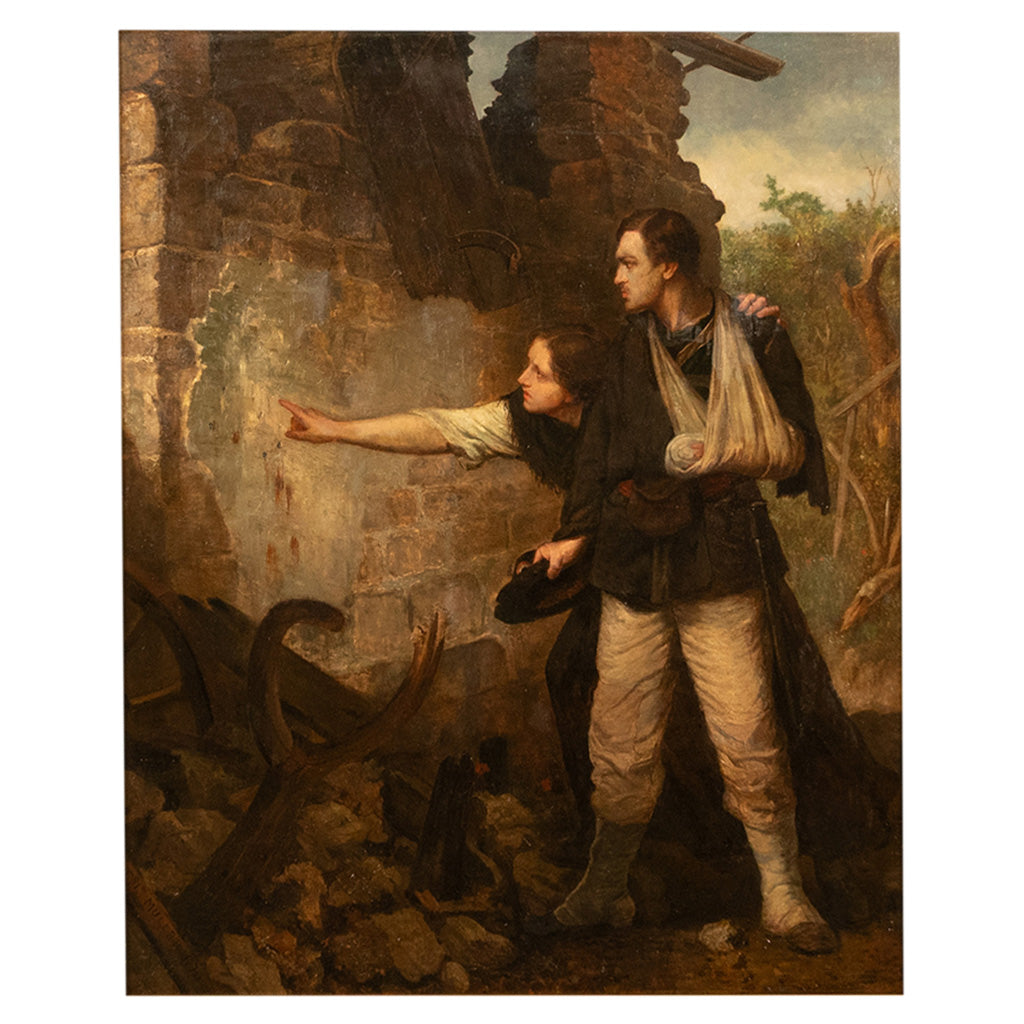 Pair French Franco-Prussian Historical Military War Propaganda Oil Paintings by Charles Louis Muller, 1870