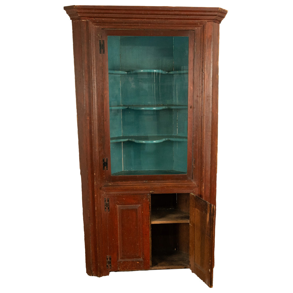 Antique American Painted Pine Federal Country Corner Cabinet Pennsylvania 1820