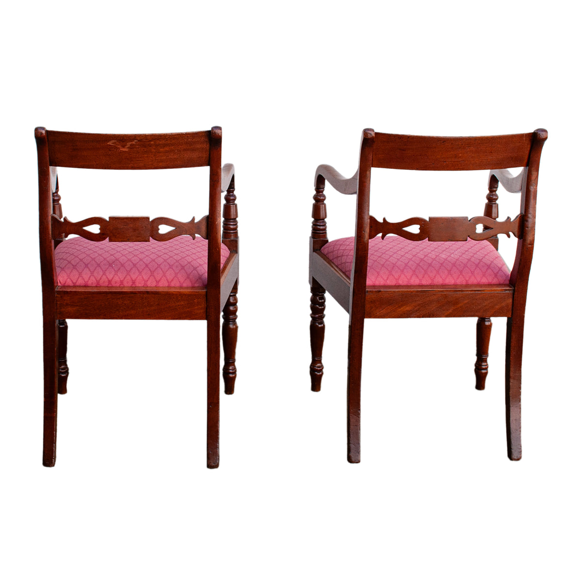 Antique Set Eight Georgian Regency Flame Mahogany Dining Chairs Armchairs 1820