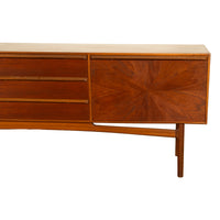 Mid Century Modern Danish Style Teak Long Credenza McIntosh Starburst Doors 1960