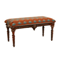 Antique American Renaissance Revival Window Music Bench Seat Pendleton Wool 1870