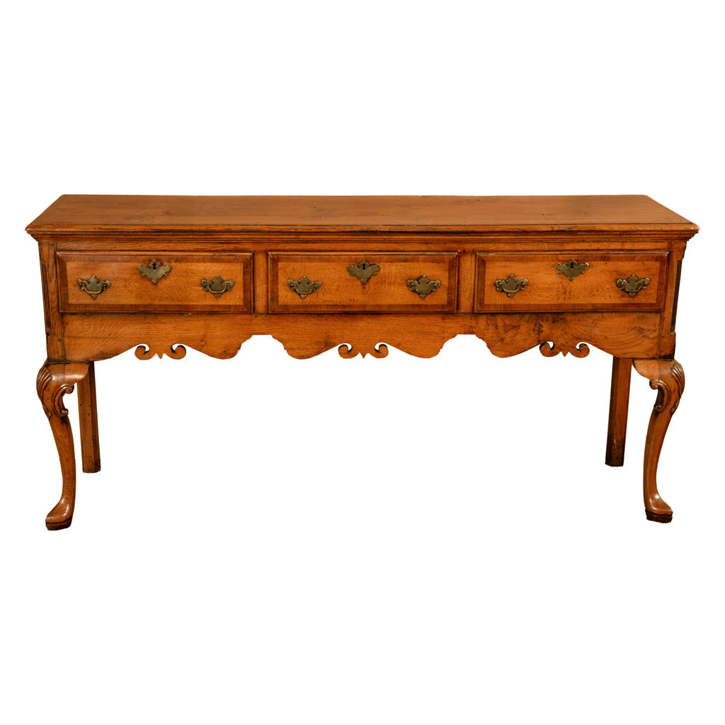 Antique 18th Century Georgian Oak & Crossbanded Mahogany Welsh Dresser Base 1780
