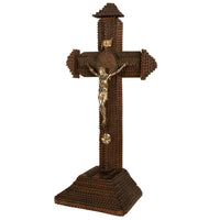 Antique American Tramp Art Carved Wood Crucifix John Zadora Pennsylvania 1900