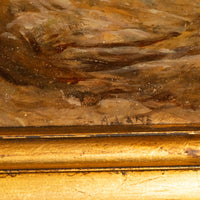 Large Antique English 19thC Oil Painting River Lyn Landscape Barnstaple Devon by Albert Lane, 1860