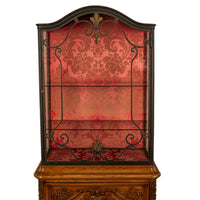 Antique French Louis VVI Carved Oak Iron & Glass Vitrine by Maison Soubrier 1900