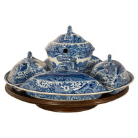 Antique Copeland Spode Blue & White Porcelain "Italian" Pattern Lazy Susan 1890