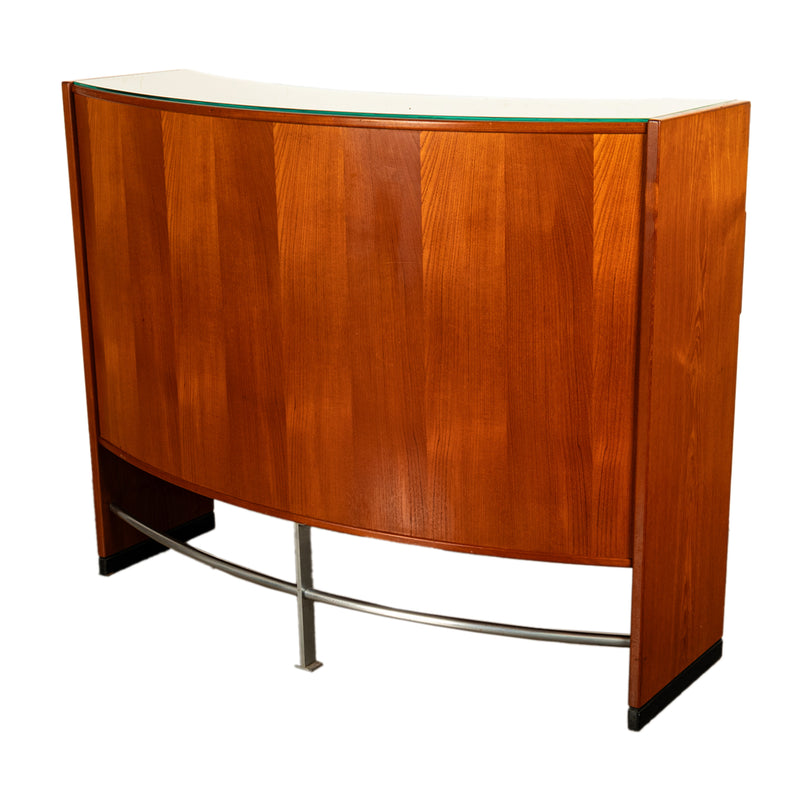 Mid Century Modern Danish Steel & Teak "Boomerang" Dry Bar by Eric Buch for Drylund 1960