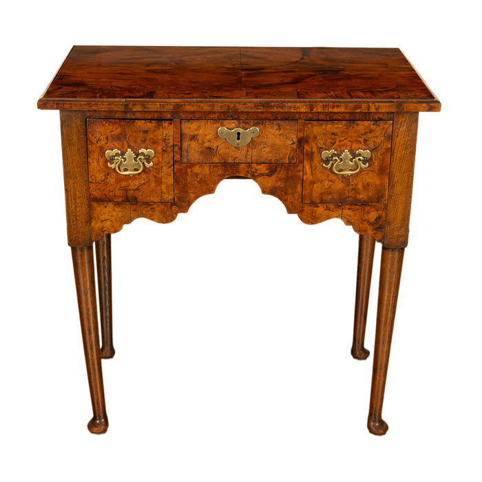 Antique Irish 18th Century Burl Walnut George I Lowboy Dressing Table Desk 1720