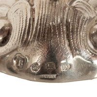 Antique Pair German Silver Master Salts Grotto Shells Putti Dolphins Hannau 1890