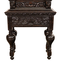 Antique 17th Century Dutch Carved Ebonized Oak Credence Cabinet on Stand 1680