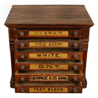 Antique Eastlake Clark's Walnut Mercantile Store Advertising Thread Cabinet 1880