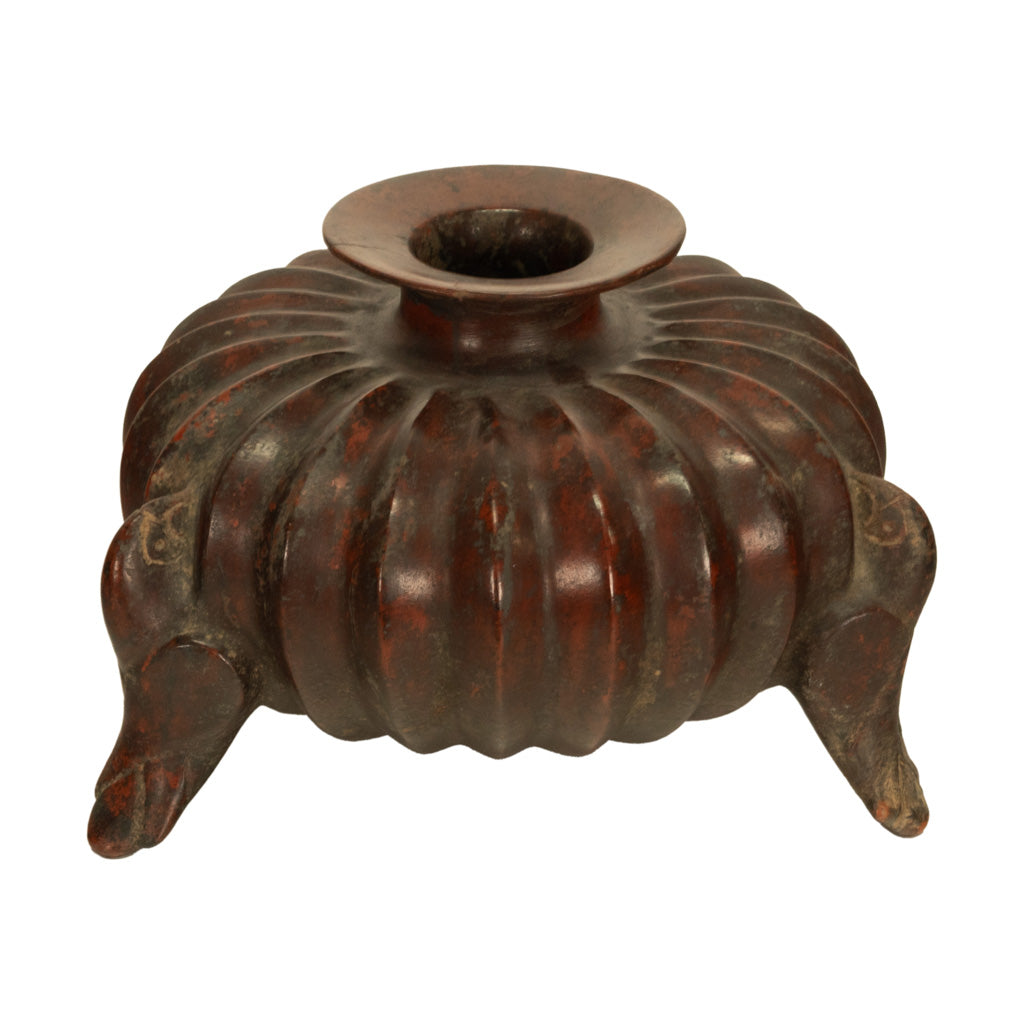 Ancient Pre-Columbian Colima Redware Ceramic Gourd Vessel Circa 100 BC Ex-Museum