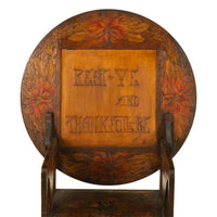 Antique Folk Art Poker Work Arts & Crafts Monks Bench Table Chair New York 1900