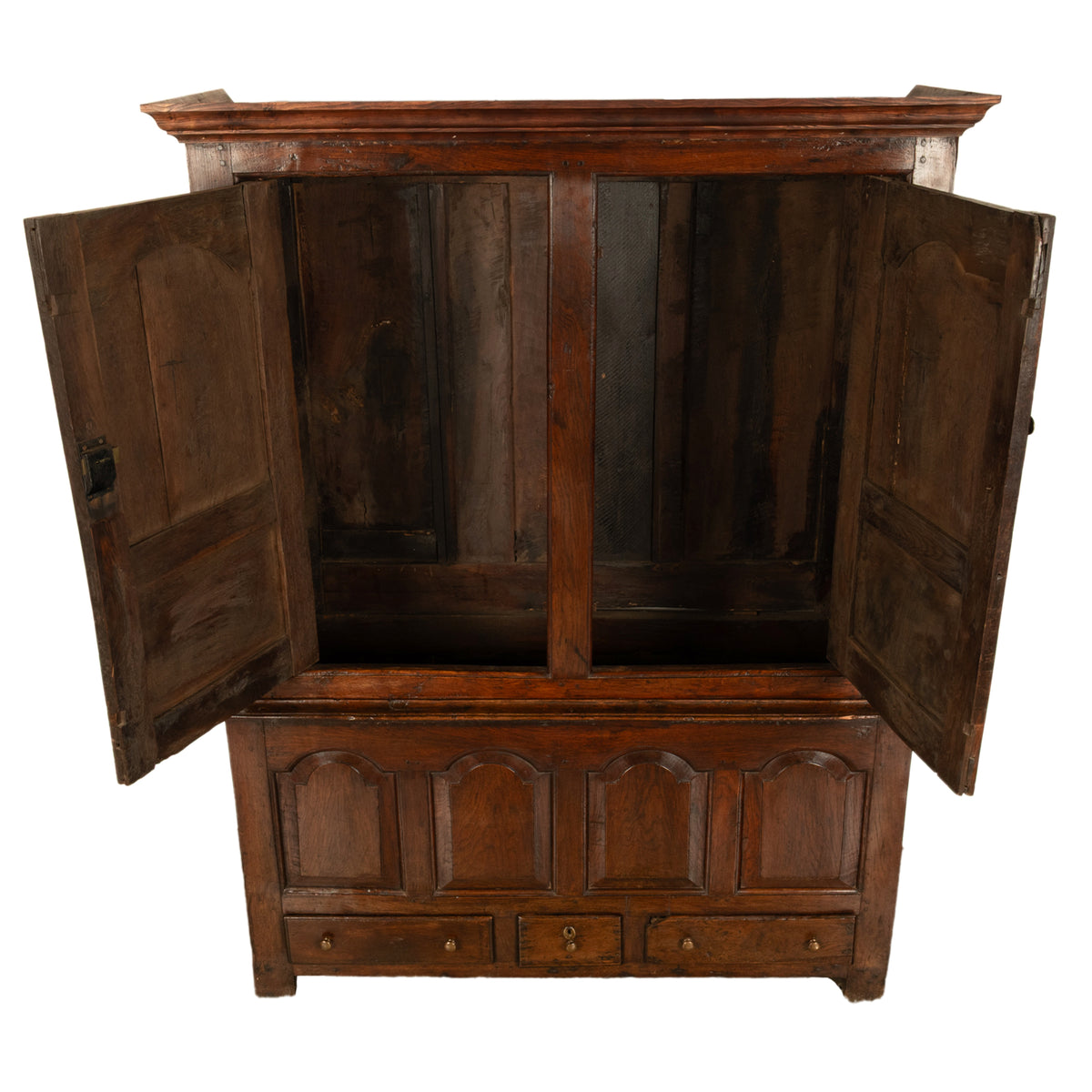Antique 18th Century Welsh Oak Press Livery Housekeepers Cupboard Cabinet 1750