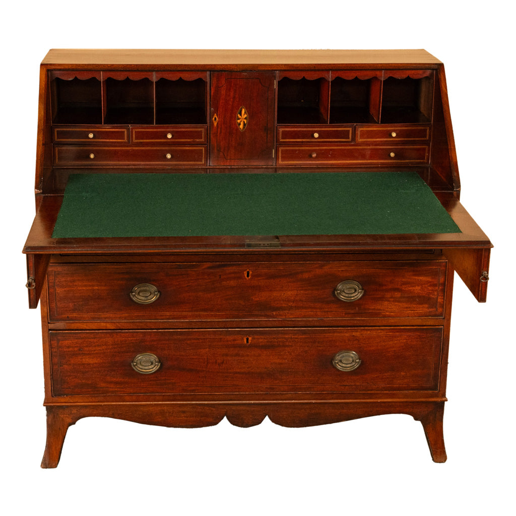 Fine Antique Georgian Mahogany Sheraton Inlaid Secretary Desk Bureau Chest 1780