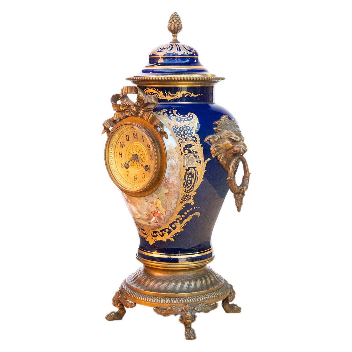 Antique French Sèvres Porcelain G. Poitevin Ormolu Japy Freres 8 Day Clock 1875