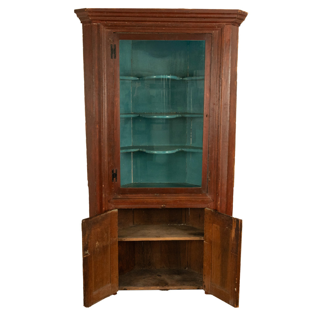 Antique American Painted Pine Federal Country Corner Cabinet Pennsylvania 1820