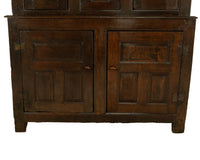 Antique Early 18th Century Welsh English Deuddarn Carved Oak Court Cupboard 1737